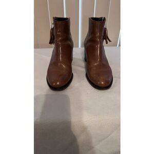 RUSSELL & BROMLEY  Tan Tassal  Brown Leather Chelsea Zip  Boots, Size 9 EU 39.5